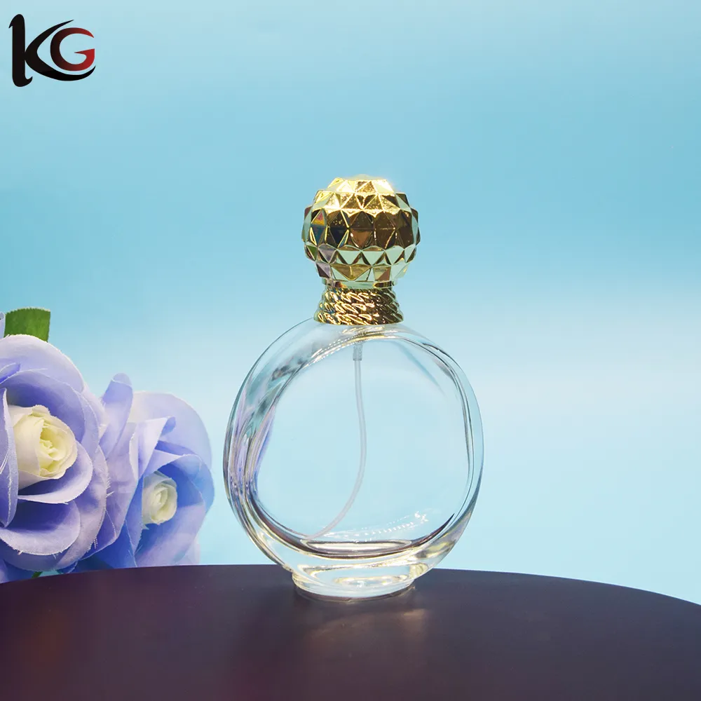 100ML zinc bottle bottle (2) Elegant Gold Zinc Cap Antique Scent Perfume bottle with pump - Image 1
