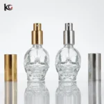 Skull Head Perfume Bottle 50ml, Refillable Glass Atomizer with Pump Spray - Gothic Cosmetic Jar for Fragrance, Lotion, Decanting
