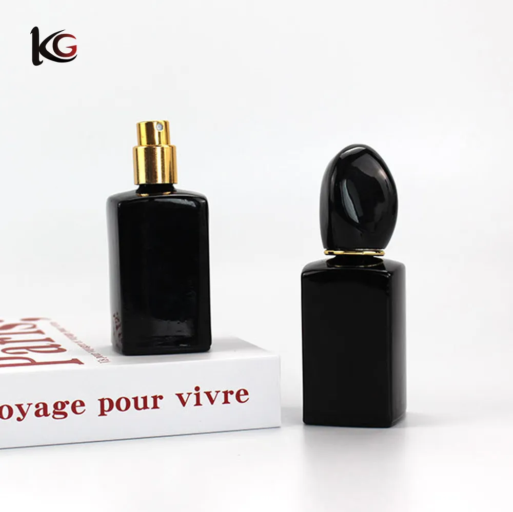 Perfume bottle- (4) NEW 30ml Square Glass Perfume Bottle - Wholesale Refillable Atomizer with Spray Pump, Ready to Ship, Custom Bulk Packaging Available - Image 1