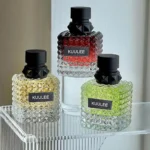 100ml Square Glass Perfume Bottle, Refillable Atomizer Spray Bottle with Crimp Neck, Transparent Cosmetic Empty Bottle