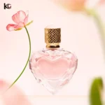 Low MOQ 3.38oz 100ml heart shaped perfume bottle with Golden Cap