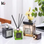 Empty Reed Diffuser Bottle, Square Amber Glass - Flameless Aroma Diffuser Vessel, High-Quality Home Decor Refillable Bottle - Image 4