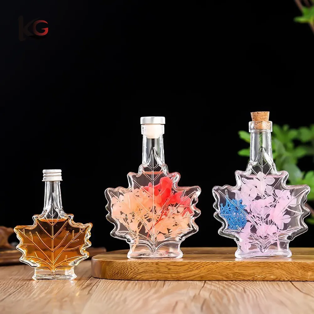 reed diffuser-8 Maple Leaf Shaped Decorative Glass Reed Diffuser Bottles - 100ml Empty Aromatherapy Fragrance Containers with Leak-proof Stoppers - Wholesale & Custom Logo Support - Image 1